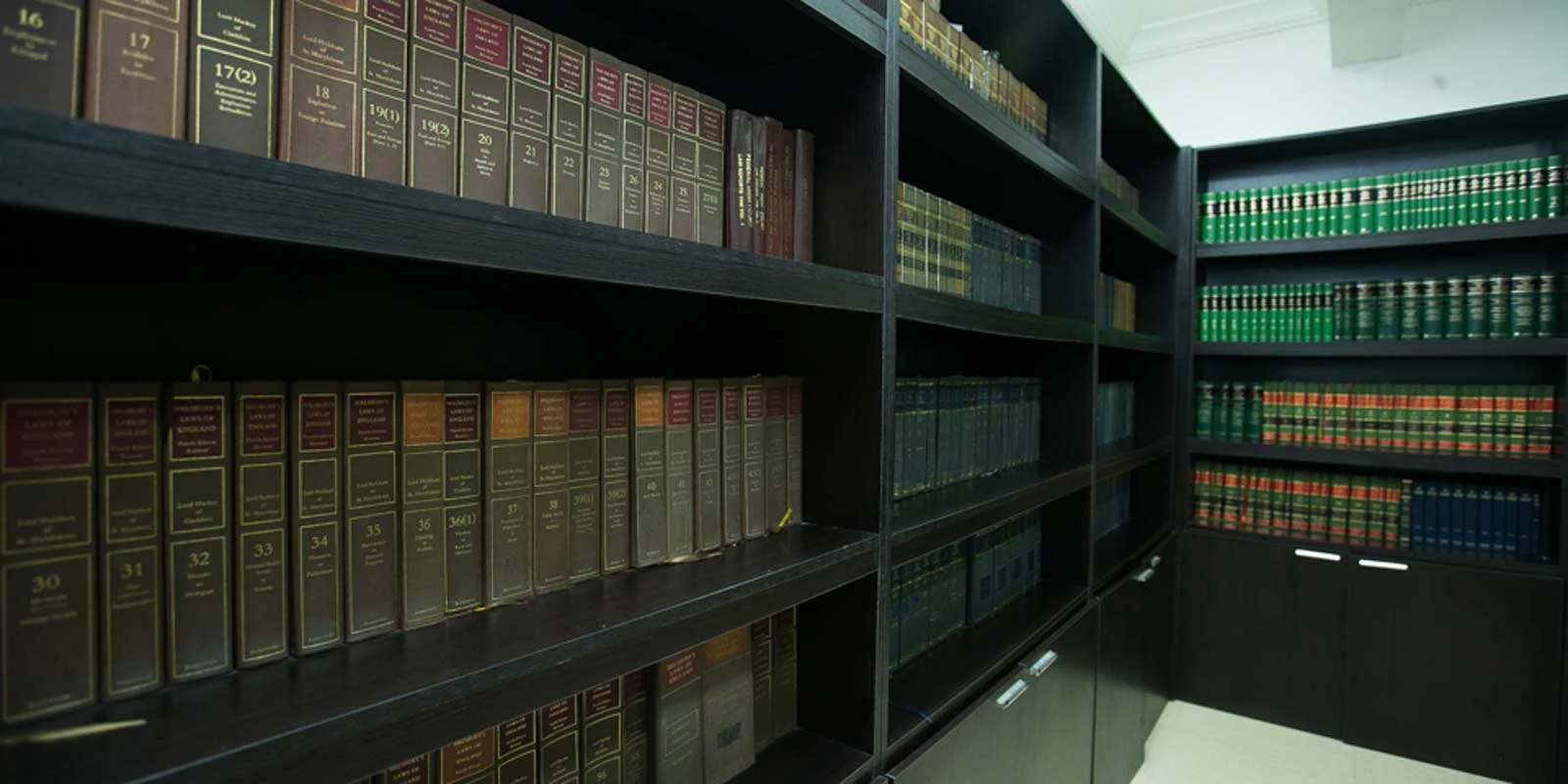 Law books in the firm's published photography
